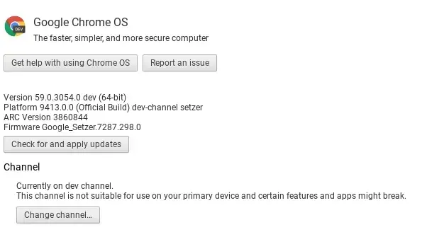 chromebook channel settings